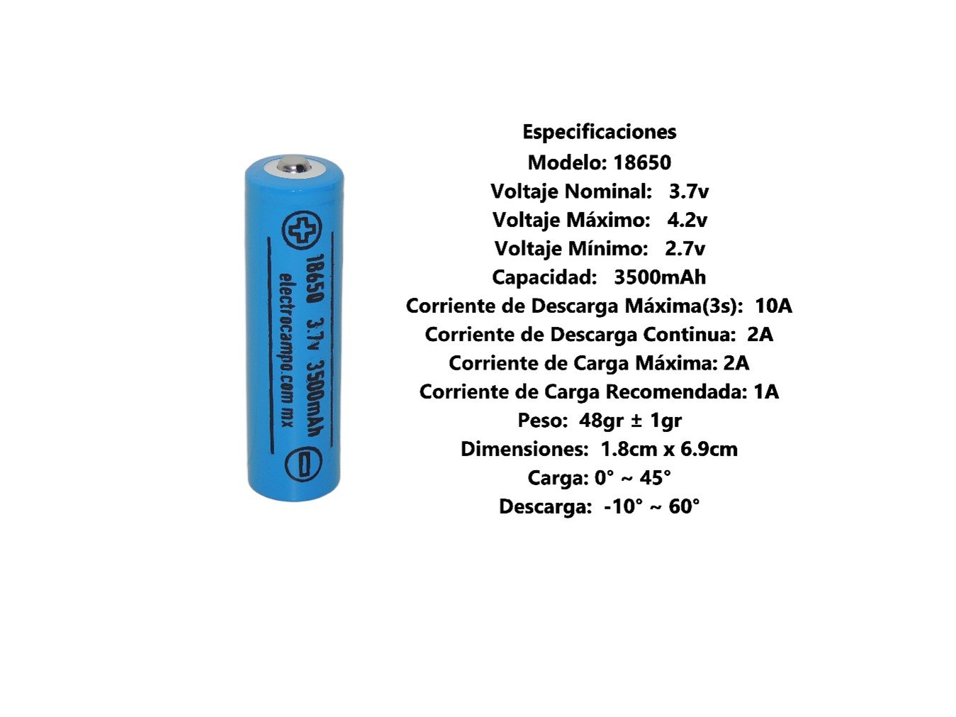 Batería 3.7v 3500mAh 18650  1pz