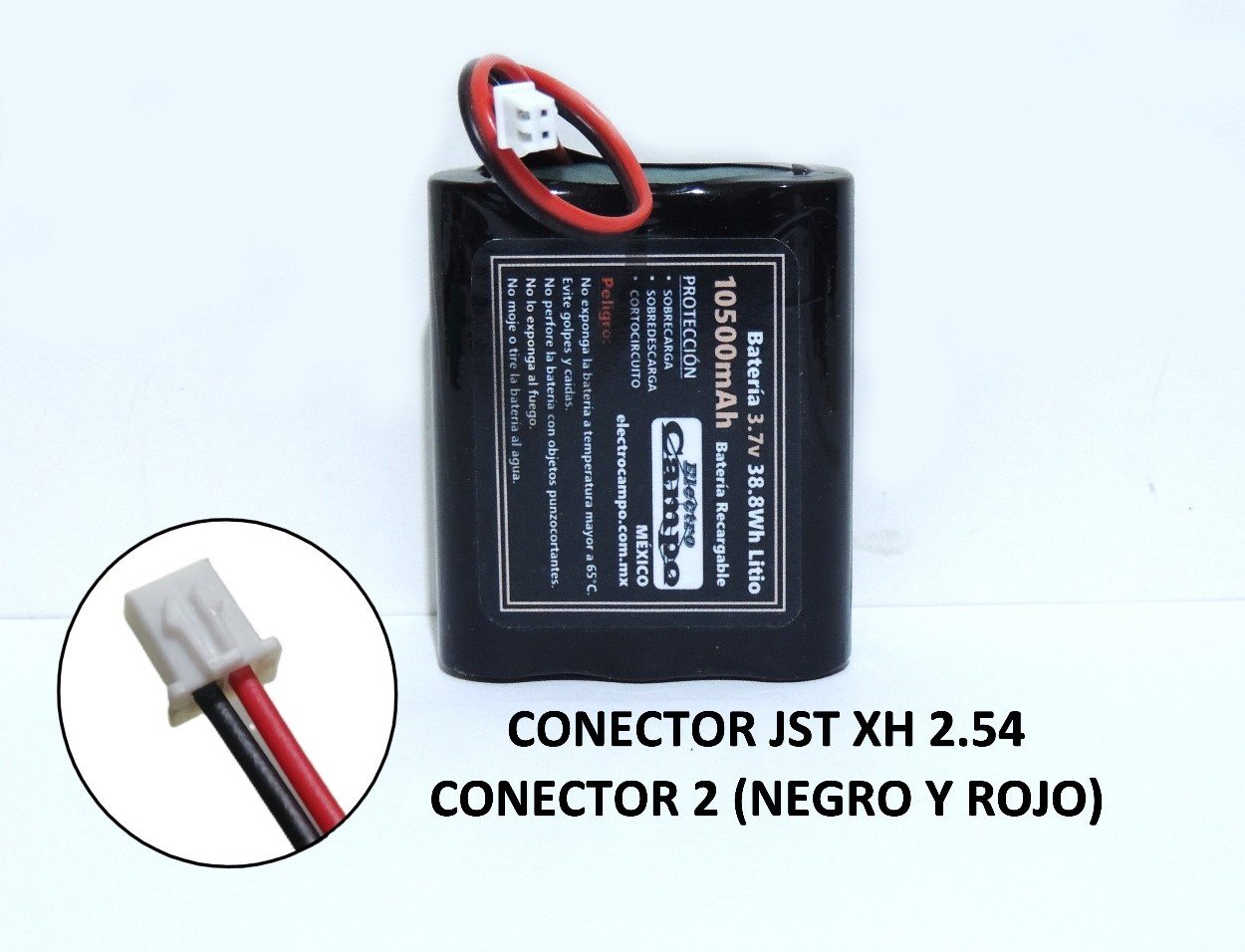 Pila Recargable Batería 3.7v 10500mAh (Conector 2) Jst Xh 2.54