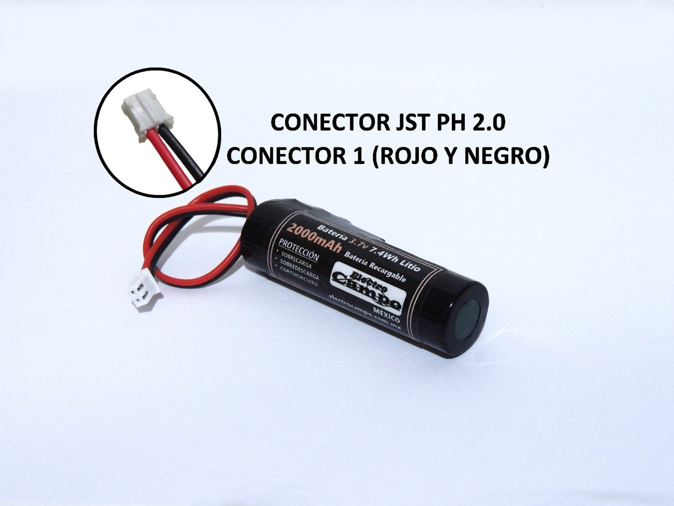 Pila Recargable Batería 3.7v 2000mAh (Conector 1) Jst Ph 2.0