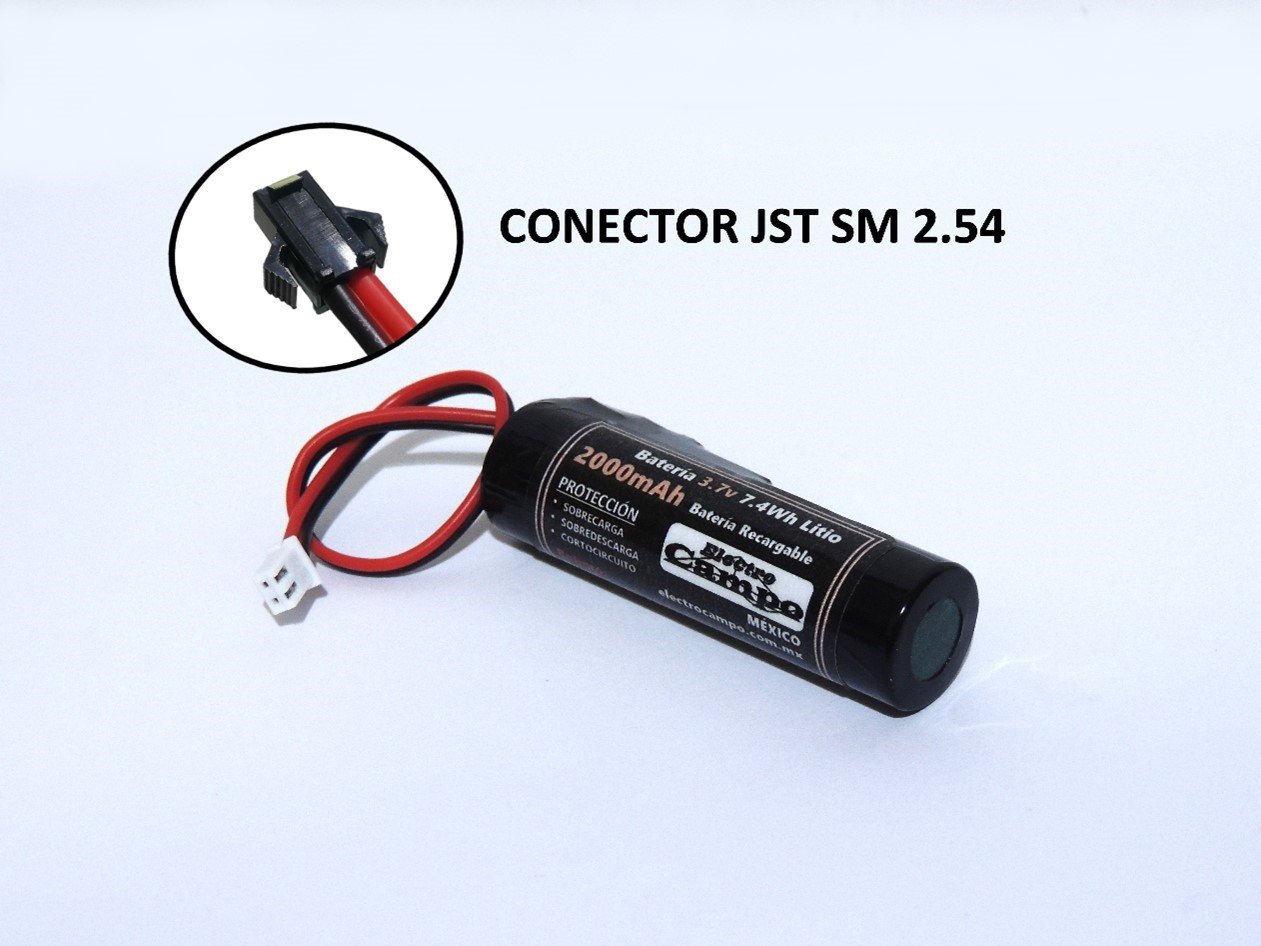 Pila Recargable Batería 3.7v 2000mAh Conector Jst SM 2.54