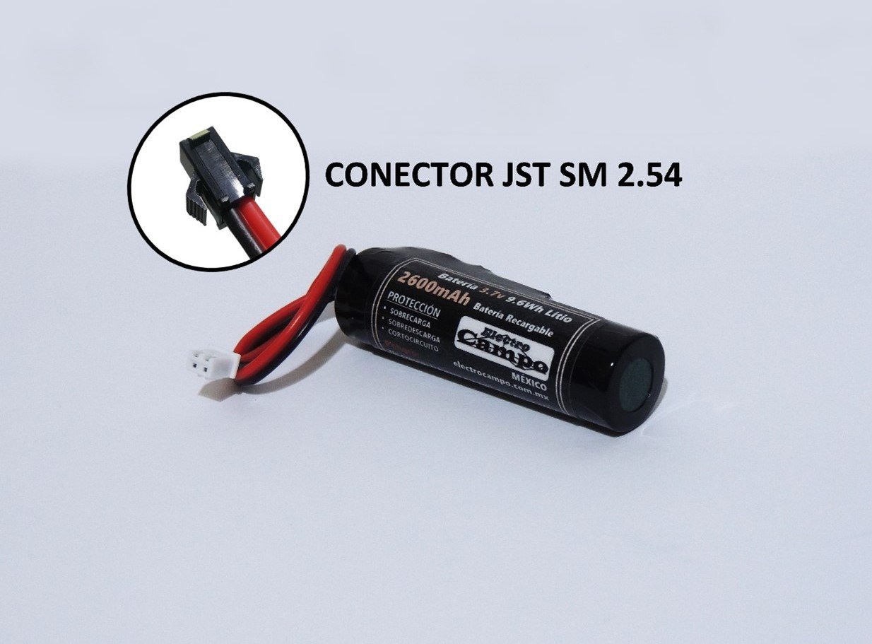 Pila Recargable Batería 3.7v 2600mAh Conector Jst SM 2.54