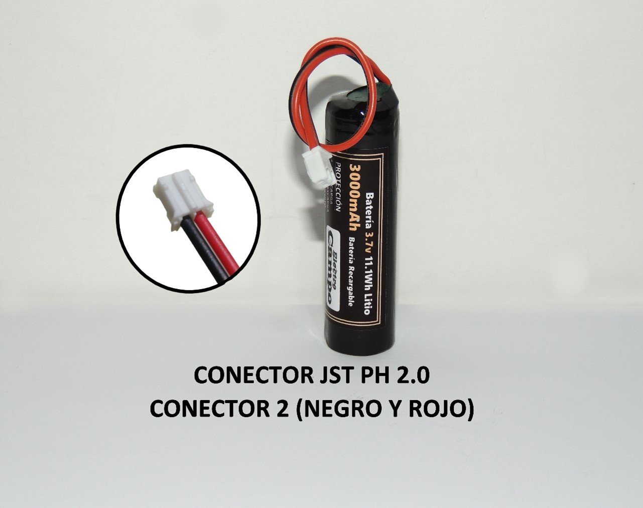 Pila Recargable Batería 3.7v 3000mAh (Conector 2) Jst Ph 2.0