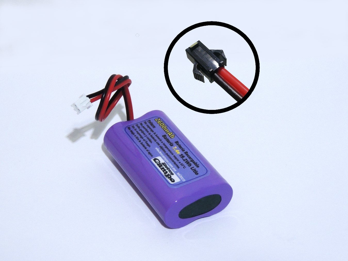 Batería Pila Recargable 7.4v 2600mAh Conector Jst SM 2.54