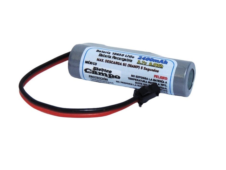 Pila Batería Recargable 3.7v 2400mAh 18650 Jst SM 2.54 RC